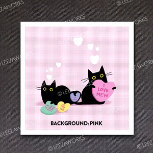 UPDATE: I Love MEW Black Cat Art Print, Tabby, Tuxedo, Brown, Orange Cat-themed Home Decor Valentine's Day Gift, Love Hearts Cat Lover Art image 7