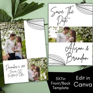 Modello moderno per biglietto Save the Date, annuncio di matrimonio minimalista, modello Canva 5x7 modificabile, download immediato, biglietto stampabile fai da te