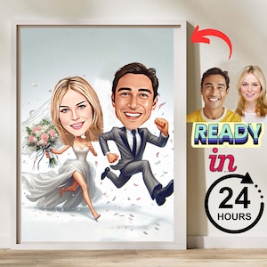 Custom Valentine Couple Cartoon From Photo Digital Caricature Wall Art Gift For Women Wedding Gifts Anniversary gifts Gift For Women