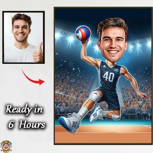 Custom Soccer Player Caricature from Photo – Personalized Football Cartoon Portrait, Funny Gift for Him, Any Team, Sports Art Drawing