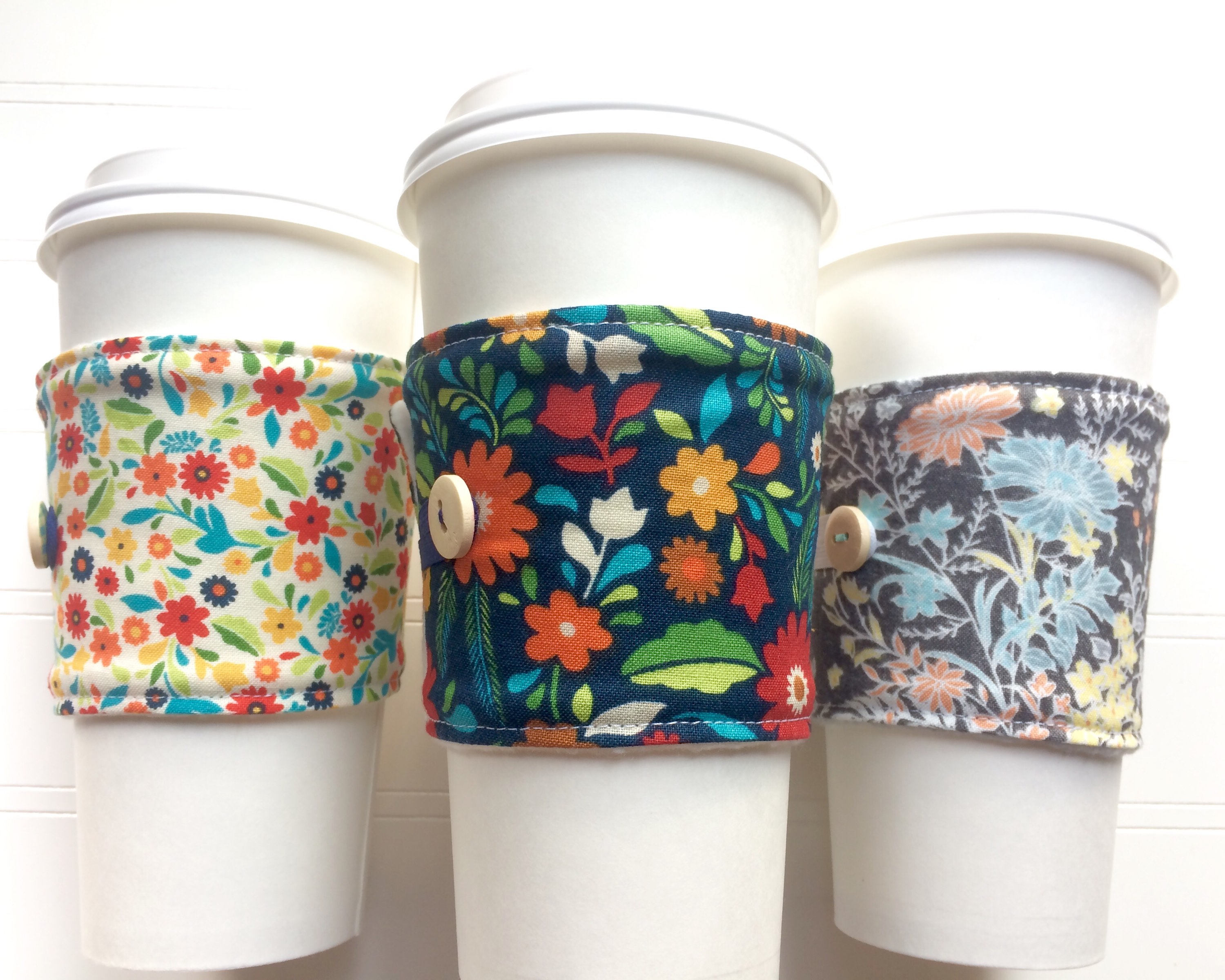  Retro Aloha Tiki Icons Set Reusable Cup Sleeve, Coffee