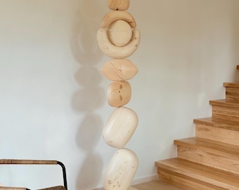Reclaimed Baltic Pine Totem Sculpture – Modern Wood Art