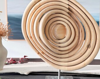 Pine Vortex Organic Round Wooden Decor Natural Minimalist Centerpiece Sculpture
