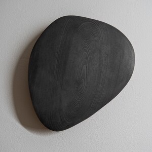 K&ouml;nnte beinhalten: Ein schwarzes Holztablett mit einer einzigartigen, organischen Form. Das Tablett ist aus dunklem Holz mit einer glatten, polierten Oberfl&auml;che.