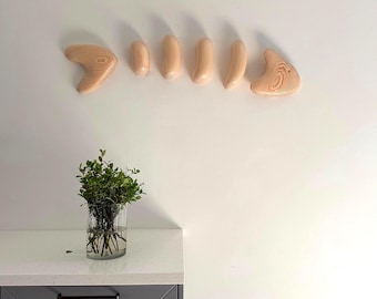 Hand Carved Baltic Pine Fish Sculpture, 3D Abstract Wood Wall Art, Coastal Decor