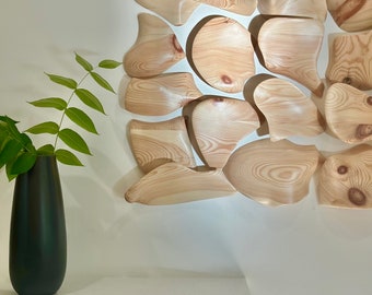 3D Handcrafted Sculptural Abstract Objects Modern Organic Wall Art Hanging Rustic Home Decor Reclaimed Wood Mount Set of 19