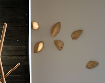 Large Organic Wood Wall Installation - Sculptural Architectural Art - Reclaimed Wood Composition ( Set of 7)