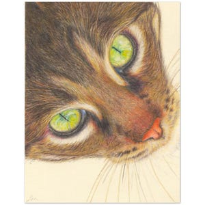 Cartes artistiques de portrait de chat tigré - Carte de voeux premium (Paquet de 10) (États-Unis et Californie)
