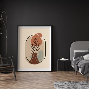 Botanical Boho Wall Art, Boho Vase Print, Abstract Plant Print Digital, Abstract Botanical Print, Boho Decor Wall Art, Vase Decor