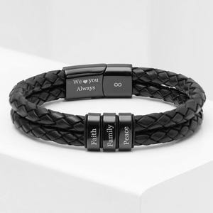 Custom leather bracelet With Family Names - Bracelet with family names, Gift for Husband - Father's day gift - Personalized gift for Family.