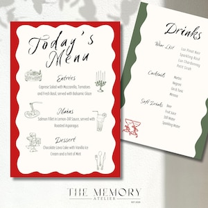 Eleganckie, drukowane menu obiadowe i menu napojów — edytowalny projekt Canva dla restauracji, imprez i specjalnych okazji