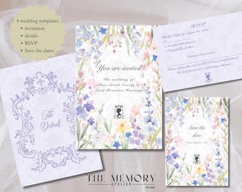 Bridgerton Wedding Invitation Suite | Floral Regency Bundle (Digital)