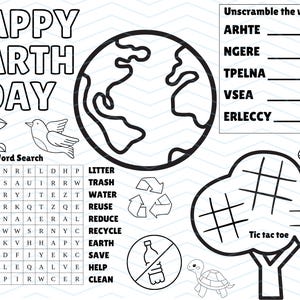 Earth Day Activity Coloring Sheet - Etsy
