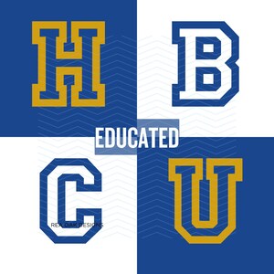 May include: A graphic design featuring the letters H, B, C, and U in a bold, blocky font. The letters are in a blue, white, and gold colour scheme. The word "EDUCATED" is written in white letters below the letters.