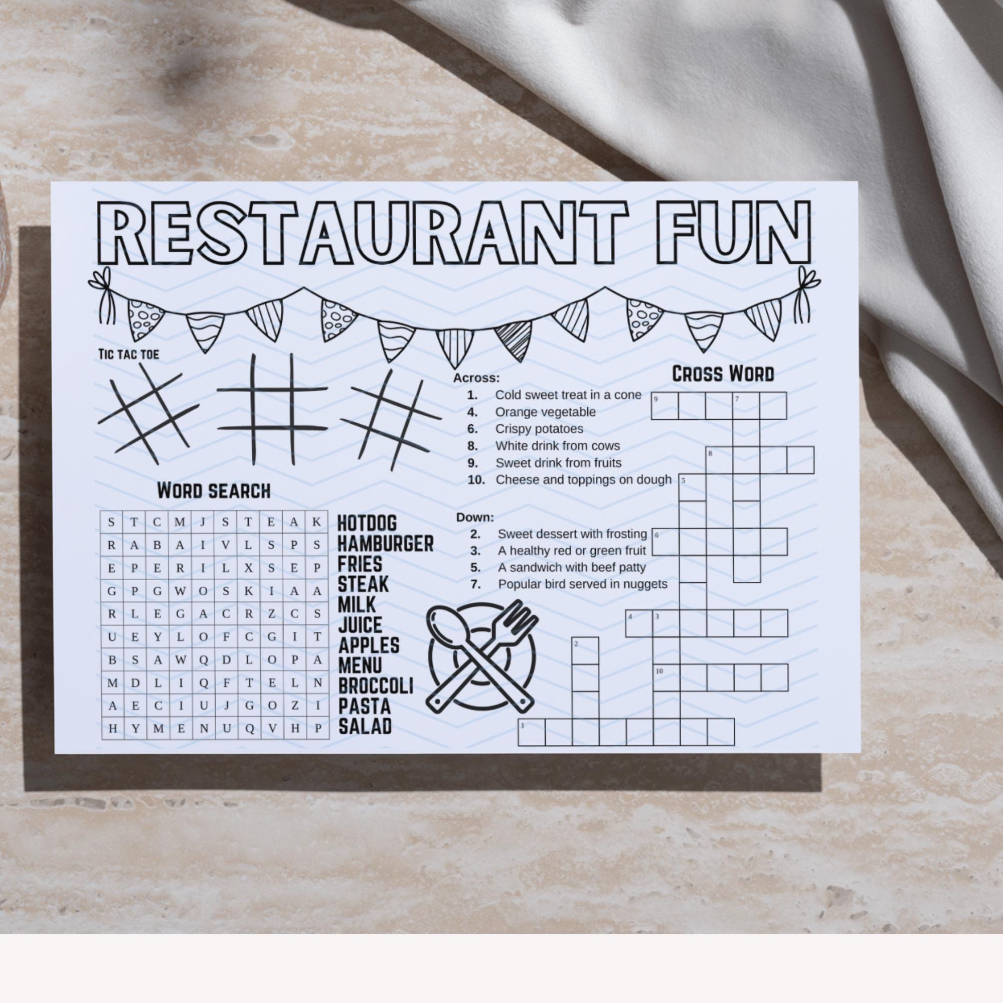 Restaurant Activity Pages Restaurant Activity Coloring Sheet - Etsy