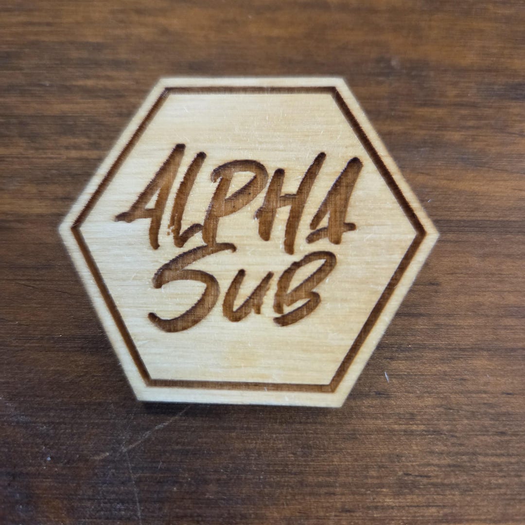 Alpha Sub - Laser Engraved Wood Wooden Pin Badge Ren Faire - Etsy