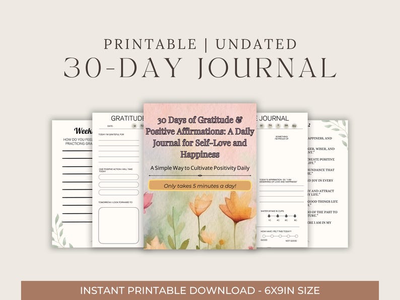 Positivity Journal.pdf Digital Journalism Planner Printable, 30-day Gratitude/affirmations ...