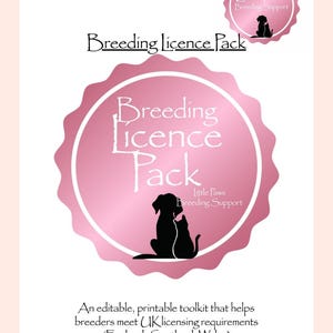 UK Breeder Licence Record Pack: Editable Animal Breeding Logs (PDF Download A4 Size)