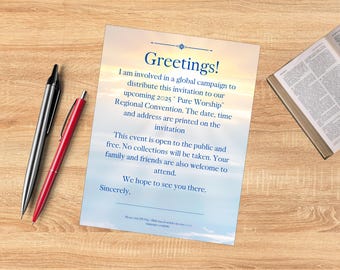 2025 &quot;Pure Worship&quot; Regional Convention Invitation Letter Digital Download