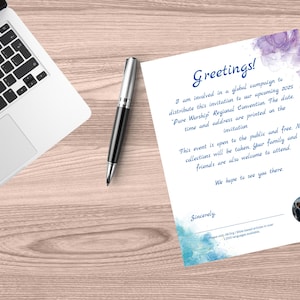 Carta de invitación a la Convención "Adoración Pura" 2025, descarga digital