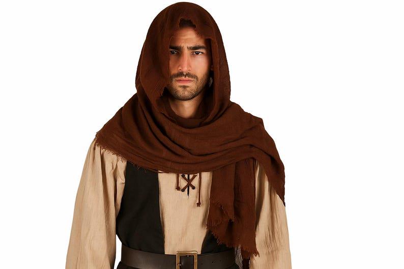 Capa Medieval Con Capucha Y Broche Vikingo – Chal Envoltura Para Disfraces De Caballero, Renacimiento Y LARP, Unisex