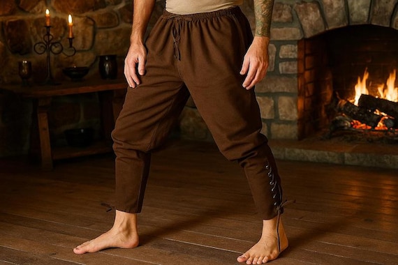 Viking Costume Pants for Men, Renaissance Faire Festival Outfit, Medieval Viking Pants, Ren Faire Costume Cosplay Pants, LARP Norse Pants