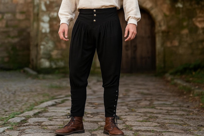 Viking Medieval Men's Pants, Renaissance Fair Cosplay Pants, Knight LARP Historical Pirate Pants