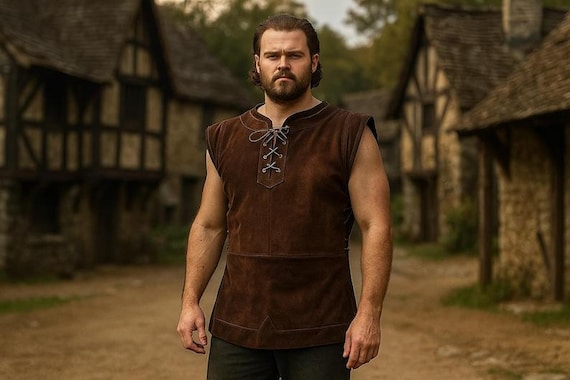 DUHENWU Gilet Médiéval Homme Décontracté Vintage Renaissance - Sans Manches Gothique Viking Steampunk Cosplay