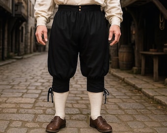 Pantalones de hombre para la Feria del Renacimiento medieval, pantalones cortos para la Feria del Renacimiento, pantalones históricos vikingos para LARP, pantalones para disfraz de pirata, pantalones para recreación histórica.