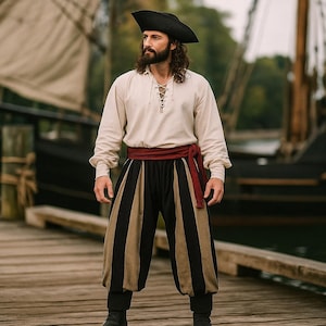 Renaissance Fair Striped Pants, Medieval Cosplay Men's Pants, Viking Harem Pants, Ren Faire Festival Pants, Historical Re-enactment Pants