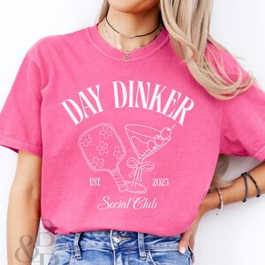Day Dinker T-Shirt, Comfort Colors Shirt, Pickleball and Cocktails Graphic Tee, Pickleball Summer T-Shirt, Social Club Shirt