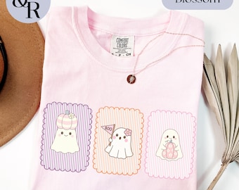 Cute Pastel Halloween Ghost Shirt, Kawaii Spooky Season Tee, Comfort Colors T-Shirt, Girly Halloween Shirt, Boo Ghostcore Fall Shirt