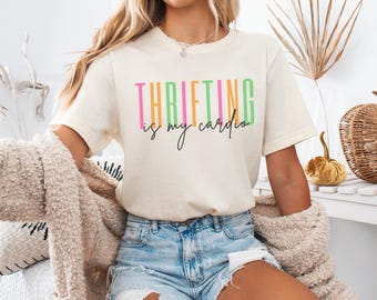 Koszulka Thrifting is My Cardio, Koszulka Vintage Thrift, Codzienny ubiór, Prezenty dla Thrifters, Modna koszulka graficzna