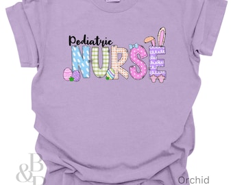 Easter Pediatric Nurse Shirt, Pastel Spring Peds Nurse T-Shirt, Bunny & Egg Nurse Gift, RN Easter Tee, Cute PICU Easter Tshirt