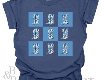 Camiseta con botas de vaquera: camiseta informal de estilo occidental, ideal para festivales, uso diario, regalos, eventos de música country, estética occidental femenina