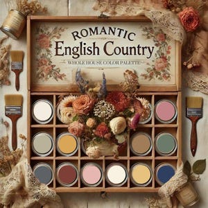 Romantic English Country Home Paint Palette, Sherwin Williams 2025, Whole House Color Scheme, Trendy Interior Paint, Cottage Vibes