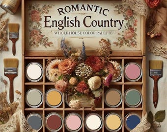 Romantic English Country Home Paint Palette, Sherwin Williams 2025, Whole House Color Scheme, Trendy Interior Paint, Cottage Vibes