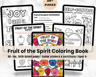 Fruit of the Spirit Coloring Book for Kids Ages 4+ | Printable Bible Activity for Sunday School, Homeschool & Devotional Time | Instant PDF