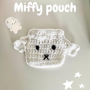 Crochet Miffy pouch, miffy, miffie, miffy bag charm, miffy merch, bunny crochet miffy, crochet miffy keychain