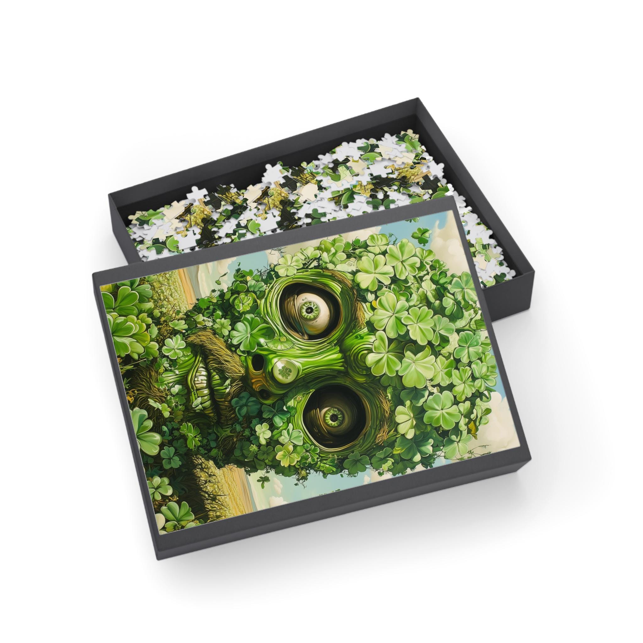 St Patricks Day Surreal Puzzle | Four-Leaf Clover Creepy Abstract Jigsaw | 96 252 500 1000 pcs | Gift Ready | 25P17