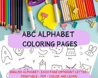 Pagine da colorare con le lettere ABC per bambini