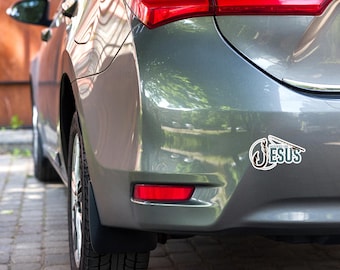 Pegatina para el parachoques con el mensaje "Enganchado a Jesús"