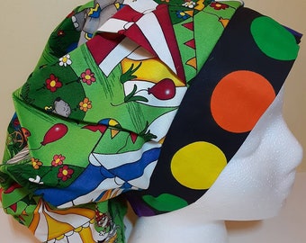 Surgical Scrub Cap, OR Nurse Hat, Scrub Cap Big Top Circus