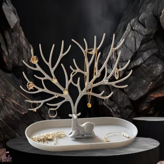 Unique Antler tree Jewelry Display Stand Pendant Jewelry Holder earring and Necklace stand Elegant Tray Organizer for Earrings Wedding gift