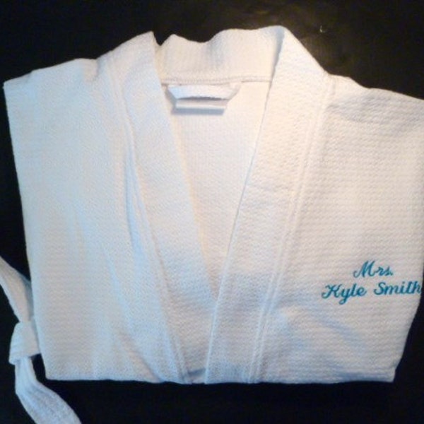 Personalized Robe One Size Fits All Cotton Monogrammed Embroidered Robe Unisex Robe, Womens Robe Mens Robe