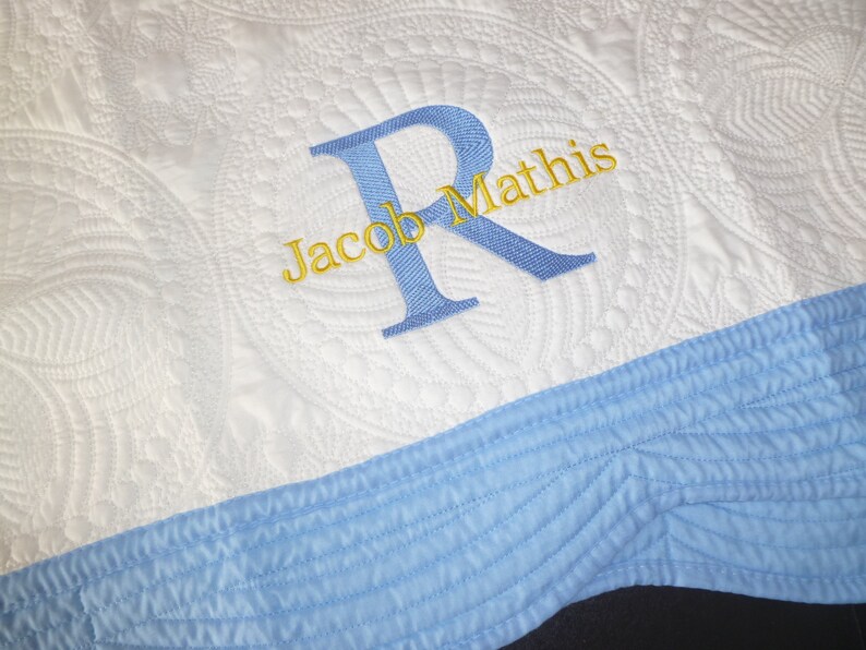 Personalized Baby Blanket Quilt Monogram Quilt Embroidered Etsy