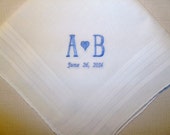Groom SOMETHING BLUE Personalized Wedding Handkerchief Custom Wedding Embroidered Hankerchiefs