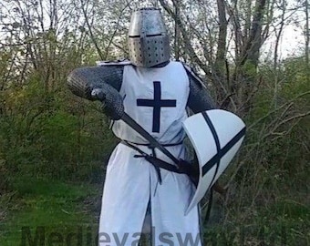 Medieval Teutonic Crusader Costume With Chainmail | Teutonic Knight Armor For Halloween | Crusader Outfit For Cosplay And Festival Events