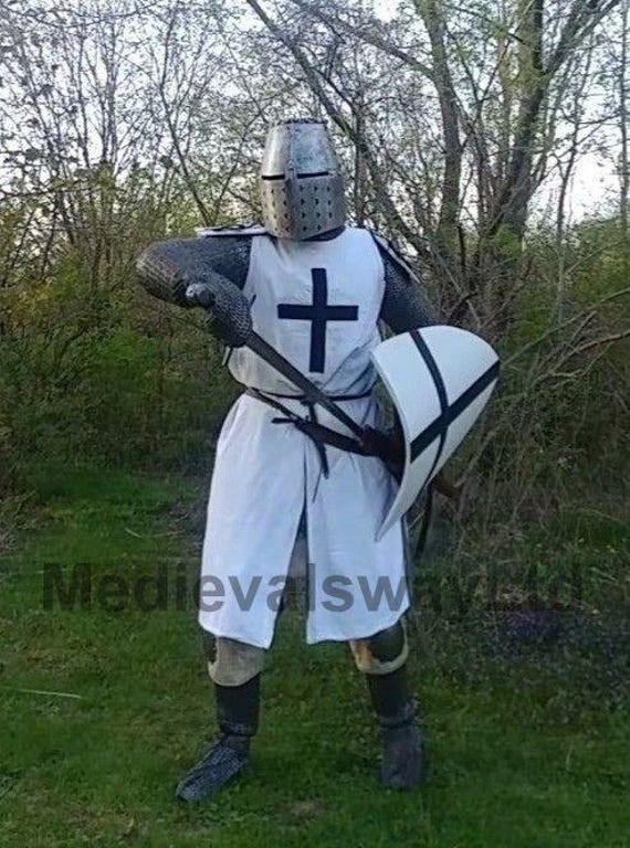 Medieval Teutonic Crusader Costume With Chainmail | Teutonic Knight Armor For Halloween | Crusader Outfit For Cosplay And Festival Events