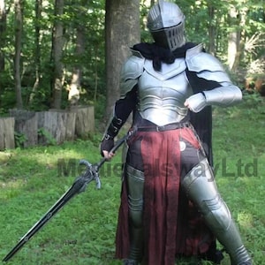 Lady Elven Warrior Steel Medieval Suit | Fantasy Knight Armor Set | Cosplay Suit With Black Cloak | Female Warrior Queen Armor Costume